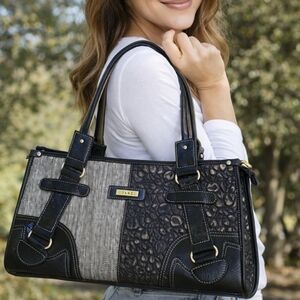 Joanel | Brown 2 -Tone Vegan Leather Satchel / Shoulder Bag